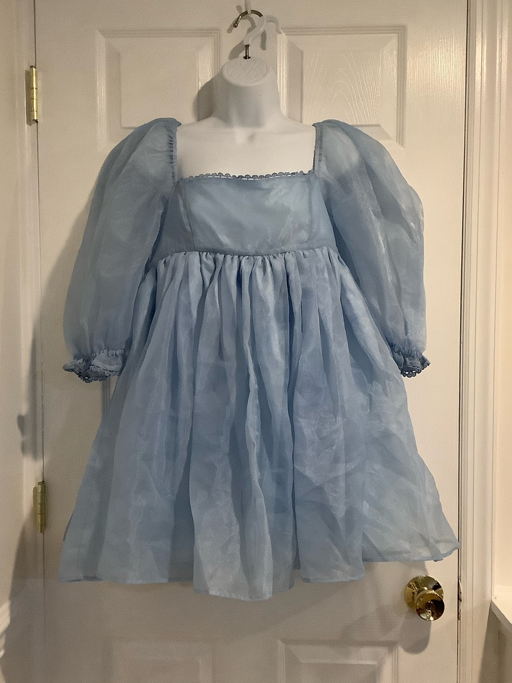 MABLE Light Blue Shimmery Overlay Fairy Princess Ethereal Twee Babydoll Dress M